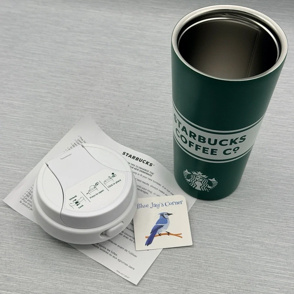 Starbucks Stainless Steel Travel Mug Heritage Locking Lid 2026 Green Tumbler